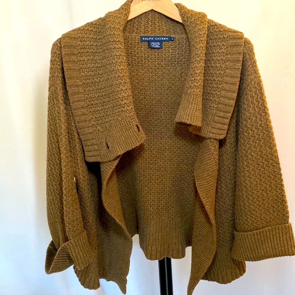 Ralph Lauren Blue Label, Chunky, Light Brown Tie Sweater, Size S